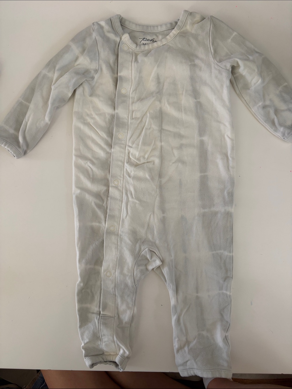 Pehr Long-Sleeve One-Piece in Light Gray Tie Dye